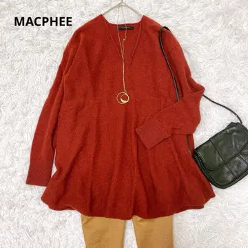 MACPHEE 울 캐시미어 V넥 심플 루즈핏 튜닉 풀오버