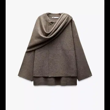 ZARA 스카프 포함 숏코트 브라운 S-M 사이즈