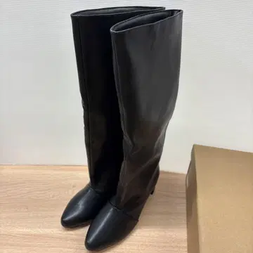 SESTO 와이드 샤프트 미들 힐 롱 부츠 블랙 3L