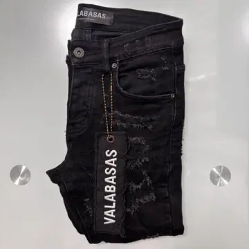 valabasas 플레어 데님 28 데미지 블랙