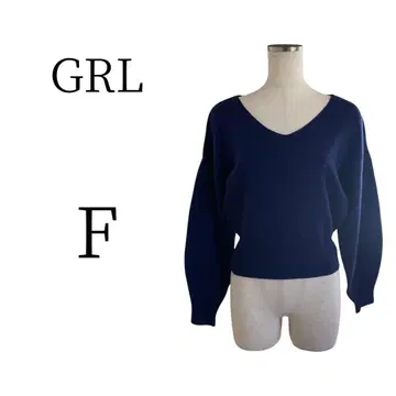 새상품급 GRL 그레일 네이비 긴팔 니트 스웨터 FREE SIZE