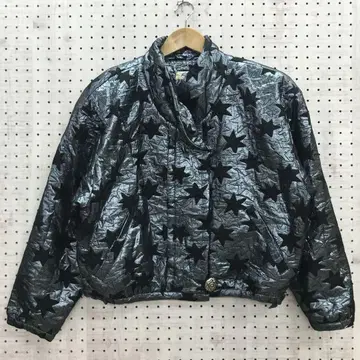 레트로 키치 디스코 구제 의류 kimi 메탈릭 숄카라 블루종