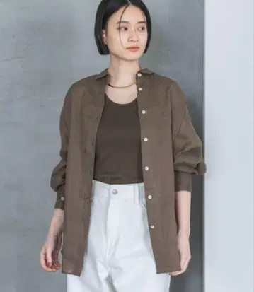 아파트 바이 로리즈 르란제 필 린넨 셔츠 프리 브라운
