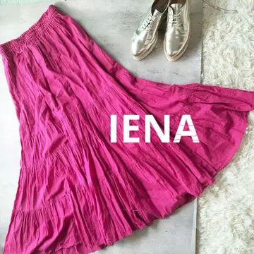 [이에나] [IENA] 플레어 롱 스커트 핑크 허리밴딩 새상품급