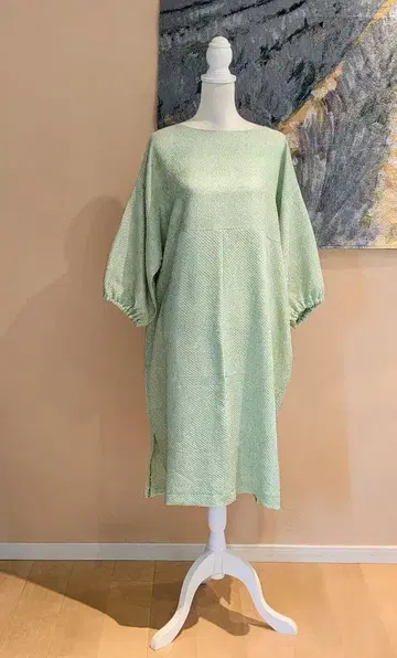 순수 실크 총 시보리 기모노 리메이크 풀오버 원피스 7부 소매