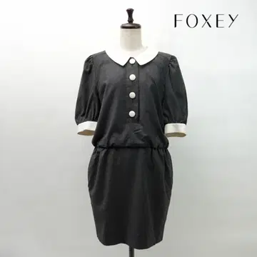 FOXEY A라인 원피스 반팔 블랙 사이즈 42*MC942