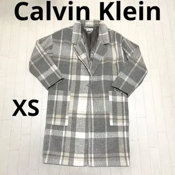 168 Calvin Klein 체스터 코트 체크 그레이 XS