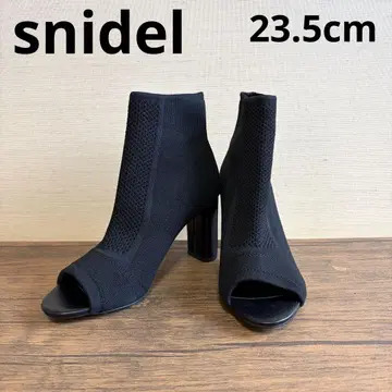 snidel 니트 오픈토 힐 부츠 블랙