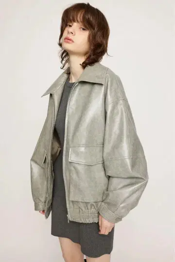 SLY FAUX LEATHER ZIP UP 블루종 가죽