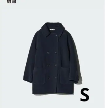UNIQLO 더블 페이스 하프 코트 69 NAVY WOMEN S