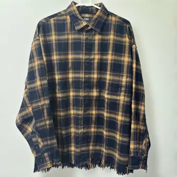AZUL by MOUSSY 플란넬 셔츠 F 사이즈 네이비/오렌지 체크