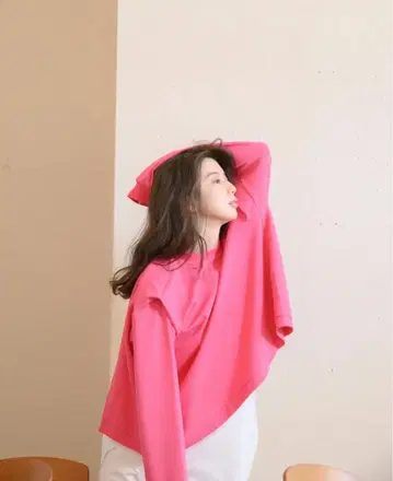 보센 백 슬릿 레이어드 풀오버 핑크