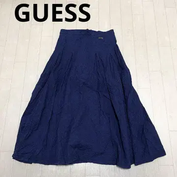 168 GUESS 플레어 스커트 롱 맥시 자수 네이비