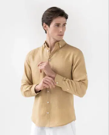 MagicLinen 남성용 린넨 셔츠 CORONADO 샌디 베이지 S