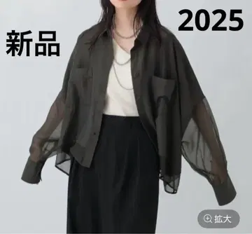 [ 새상품 ] 2025 LEPSIM 절개 판초 숏 셔츠 차콜