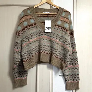 [ 새상품 ] ZARA 자카드 니트 페어아일 패턴 스웨터