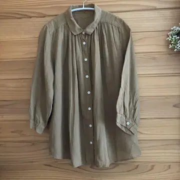 SUNVALLY 브라운 긴팔 셔츠 버튼 개더 포함
