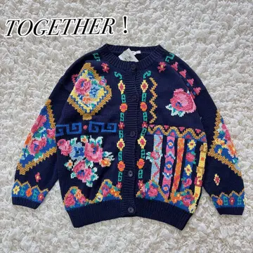 새상품 TOGETHER! 홍콩제 손뜨개질 패턴 니트 가디건 버튼