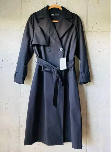 ZARA 발수 가공 벨트 포함 트렌치코트 블랙 S