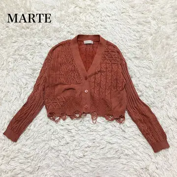 MARTE 데미지 가공 빈티지 가디건 숏 기장 긴팔 레트로