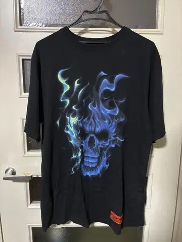 HERON PRESTON 티셔츠 스컬 해골 파이어 프레임 블랙
