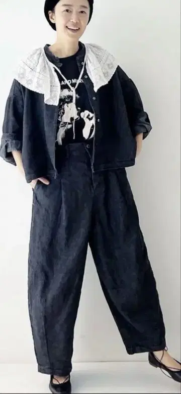 네스트로브 린넨 블랙 데님 커비 팬츠