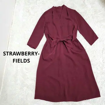 스트로베리 필드 V넥 원피스 보르도 허리 리본
