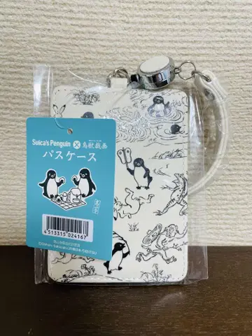 펭귄Suica x 조수기화 콜라보 IC 카드 홀더 패스 케이스