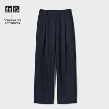 UNIQLO 브러쉬드 저지 턱 와이드 팬츠 M 다크 그레이