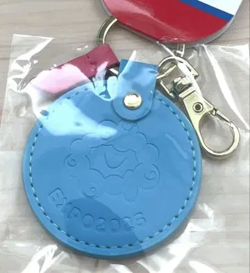 오사카 간사이 엑스포 한정판 미야쿠미야쿠 가죽 키링 스카이블루 원형