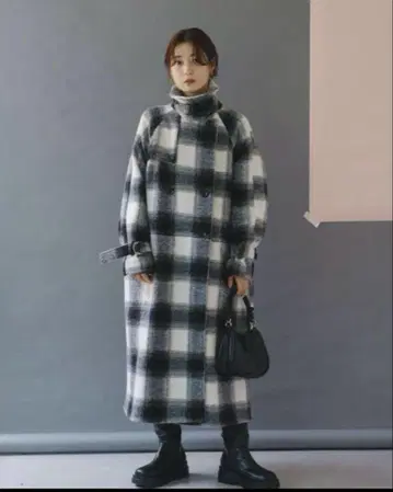 Kastane 체크 롱 코트