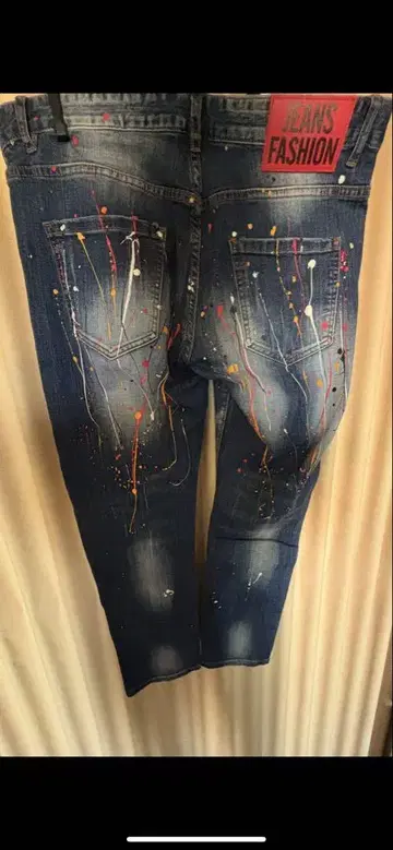 JEANS FASHION 페인트 스플래쉬 데님 33인치