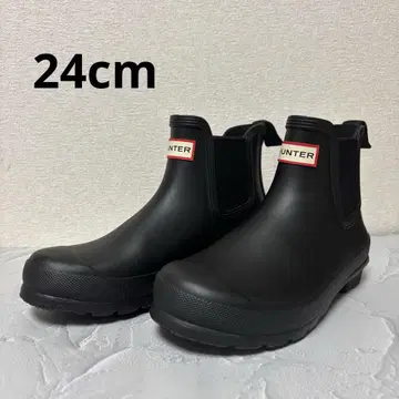 새상품급 HUNTER 블랙 숏 사이드 고어 부츠 레인부츠 24