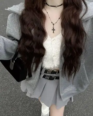 그레이 미니 플리츠 스커트