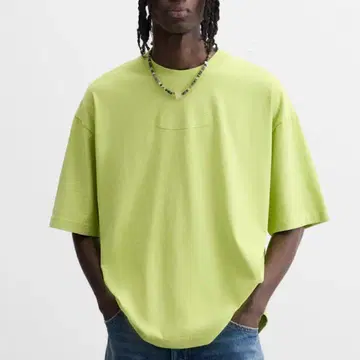 대비 자수 T셔츠 L (JP L) | 라임 ZARA 자라