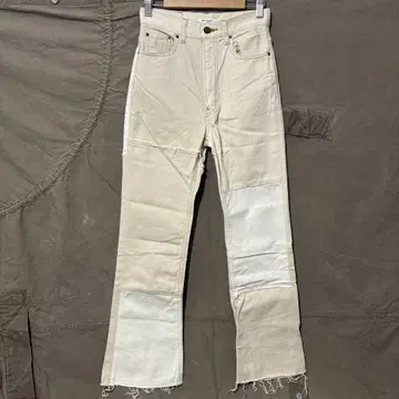 SLY JEANS 아이보리 패치워크 부츠컷 데님 사이즈 24