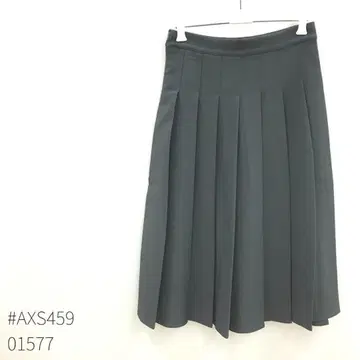 ENLIKE 플리츠 플레어 스커트 그레이 미디 기장