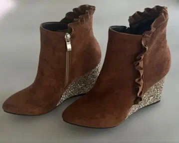 숏부츠 부티 앵클부츠 웨지솔 23.5cm 브라운