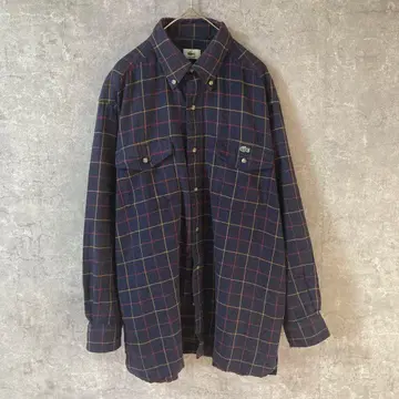 LACOSTE 그래픽 체크 셔츠 플란넬 셔츠 긴팔 M 사이즈 루즈핏