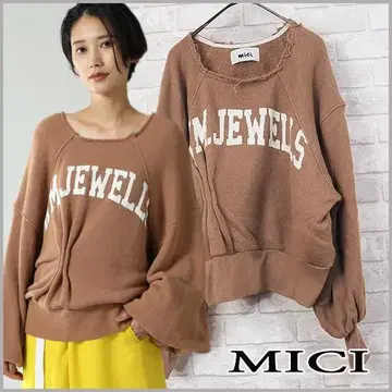 택 포함 새상품 [mici] 로고 턱, 컷오프/래글런 크롭 맨투맨