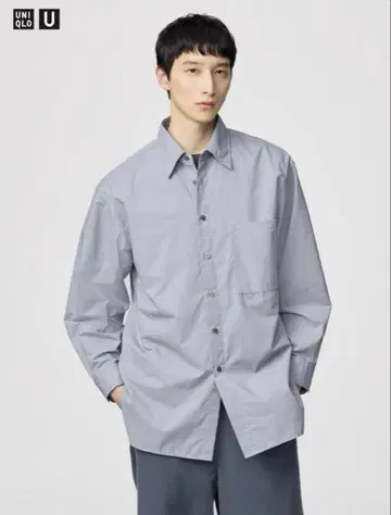UNIQLO U 긴팔 롱 오버사이즈 셔츠 그레이 XL 사이즈