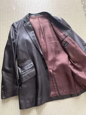 컨디션 최상 Paul Smith 라무 가죽 자켓 L 다크 브라운