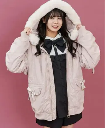 시크릿허니 Secret Honey 핑크 퍼 후드 점퍼