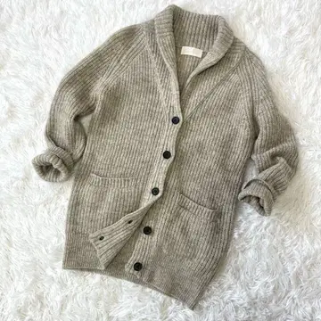 프레임워크 울 알파카 가디건 니트 그레이 숄카라