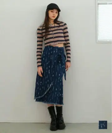 tina:jojun 머메이드 데님 랩스커트 인디고