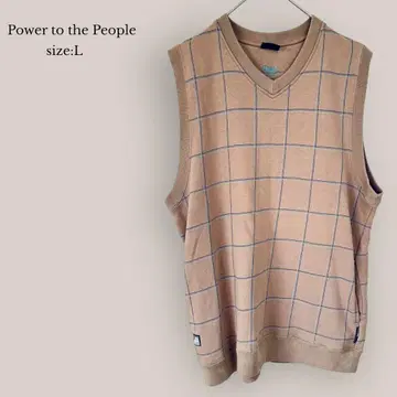 Power to the People V넥 베스트 체크 맨투맨 원단