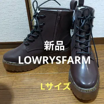 LOWRYSFARM L 사이즈 새상품 브라운 통굽 레이스업 부츠