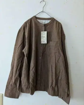 무인양품 새상품 밴드 카라 플란넬 브라운