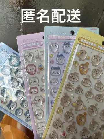[ 당일 익명으로 배송 ] 치이카와 (먼작귀) 모자 꽁지 드롭 씰 4점