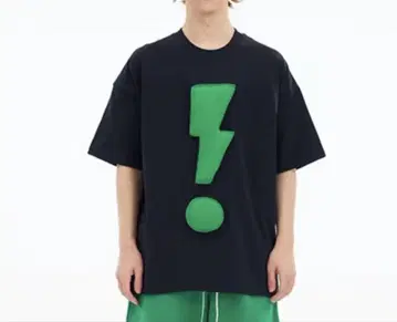 네이비 그린 번개 마크 T셔츠 L 사이즈 3D